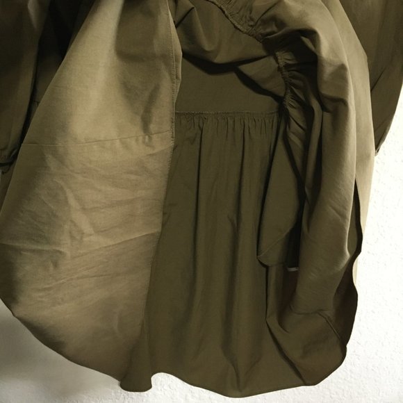 Rebecca Taylor NWT Womens 6 Knee Length Puff Sleeve Dress Dark Olive - Picture 9 of 15